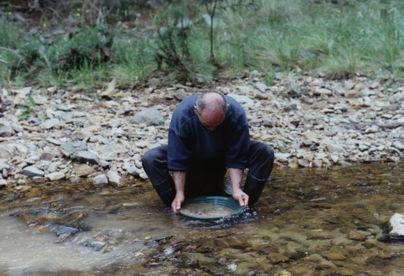 Panning The Creek For Gold  - Click to Return